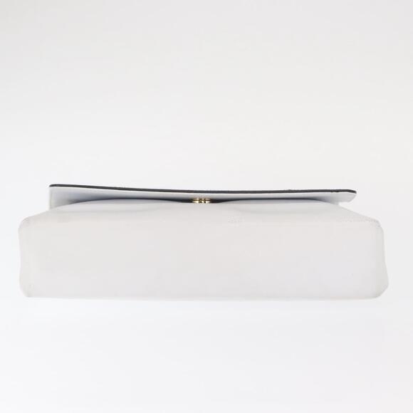 Salvatore Ferragamo Clutch Bag Leather Navy White gold Auth bs31766